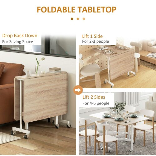 Wyld Haus Senaba Wooden Oak Drop Leaf Dining Table Seating 4 To 6