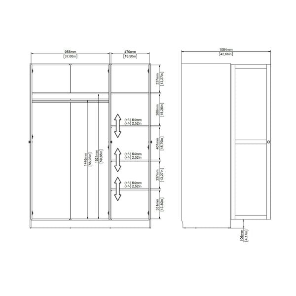 Wyld Haus Cherryfern Natural Oak Wood Wardrobe 3 Frame Doors