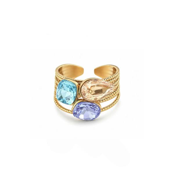 Kaia Luxe 18k Gold Plated Gemstone Statement Ring LUXE TONES