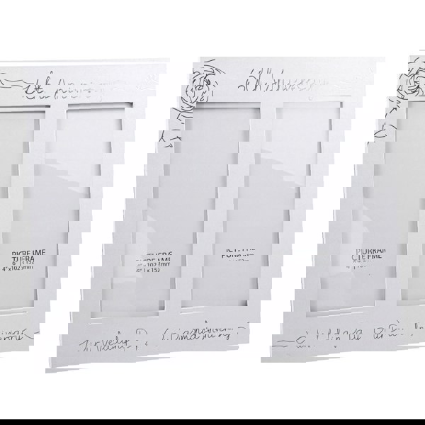 Beautiful Double Picture Frame for 60th Wedding Anniversary - Silver Foil Text Image 2
