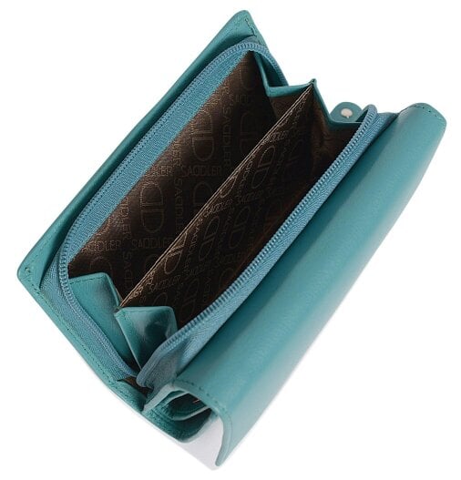 SADDLER Compact Trifold Leather Purse "Eleanor" – Handmade by Saddler | RFID Protected & Gift Boxed | 10 Card Slots & Rear Zip Coin Pocket