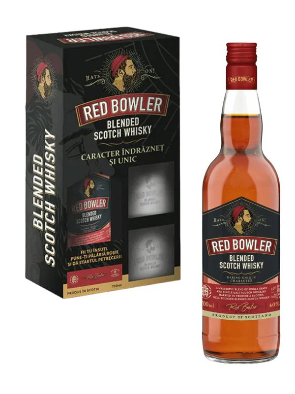 Red Bowler Blended Scotch Whisky with 2 branded glasses 700ml