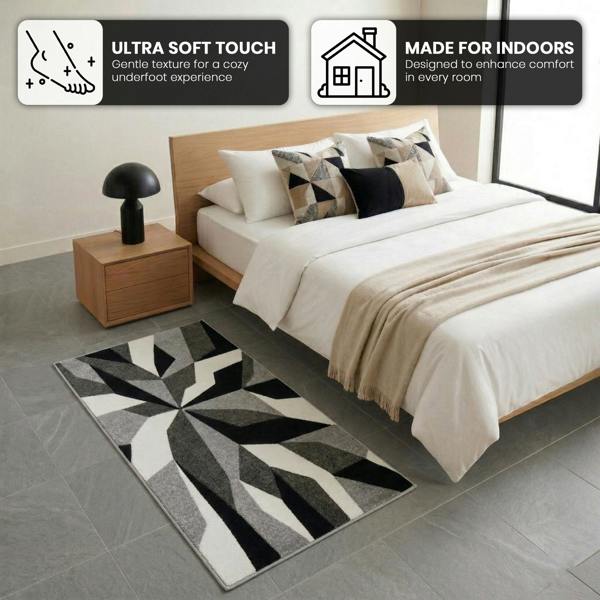 Smart Living Carved Rug Contemporary - Grey Black