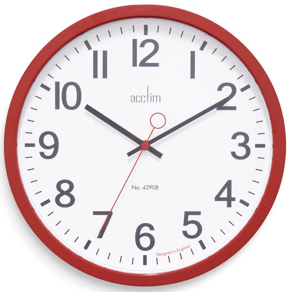 Acctim Kempston Wall Clock Black Metal Energy Efficient Movement Glass Lens 35cm