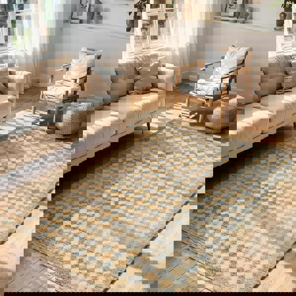 Livabliss Galey Alix Myrtle Avenue-Geometric Brown Cream Taupe Diamond Pattern Fringe Rug