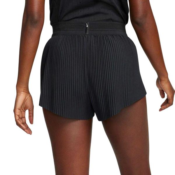 Nike Womens/Ladies Aero Swift Pleated Mid Rise Running Shorts - Black - 