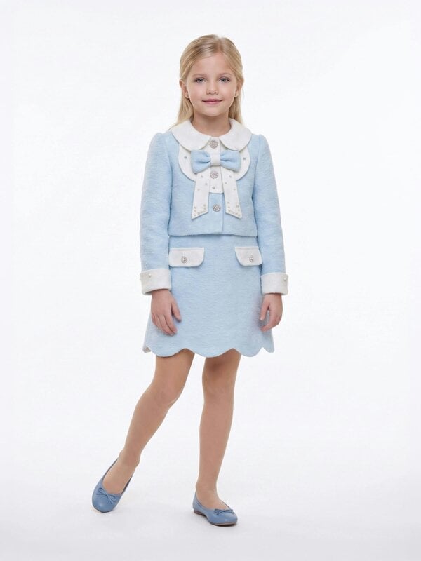 DRESS & Fleur Girls Jacket and Dress Set in Blue