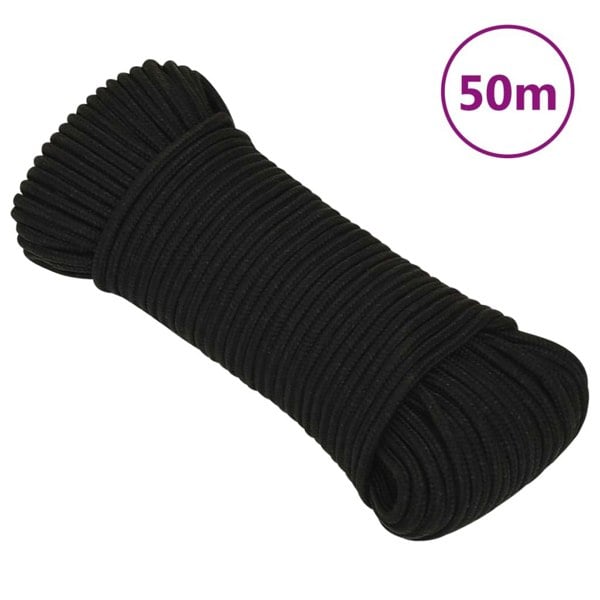 Berkfield Work Rope Black 3 mm 50 m Polyester