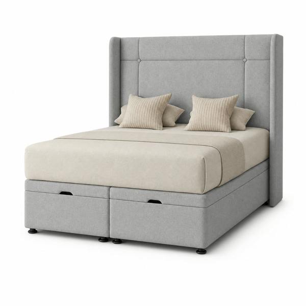 Great British Beds Dingley Winged Divan Ottoman Bed - Silver Plush