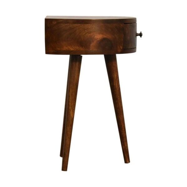 Wyld Haus Collioure Chestnut Mango Wood Semi Circle Bedside Table with Drawer