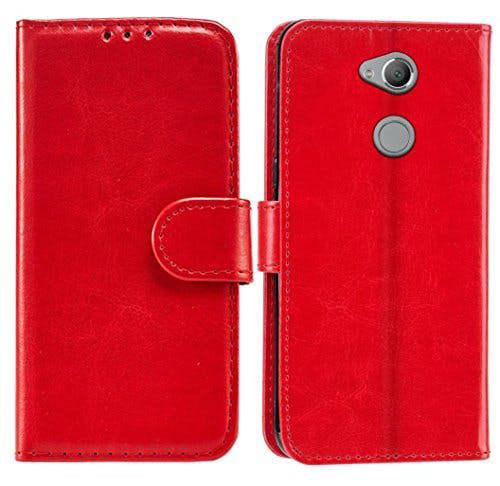 KAV Sony Xperia XA2 Case, Premium PU Leather Wallet Case Cover - Red