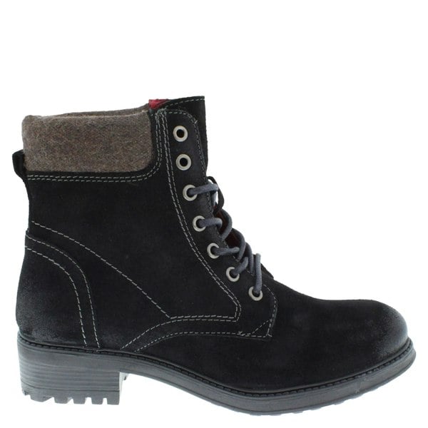 Frank James Warwick Suede Leather Womens Lace Up Block Heel Ankle Boots
