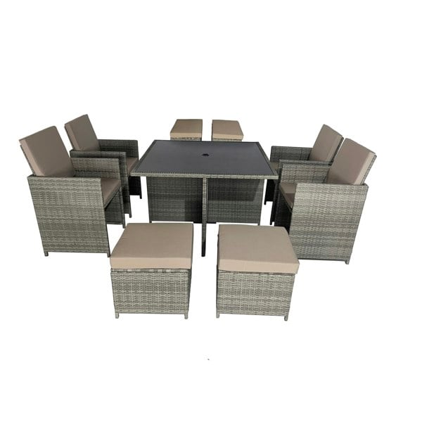 Furniture One Aluminium Garden Furniture Sets,  Patio Corner Sofa Set with Cushion, Aluminium Coffee Table, Aluminium Frame Conversation Set