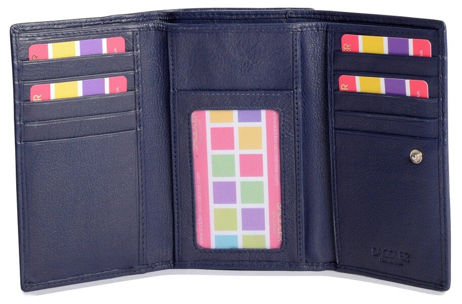 SADDLER Compact Trifold Leather Purse "Eleanor" – Handmade by Saddler | RFID Protected & Gift Boxed | 10 Card Slots & Rear Zip Coin Pocket