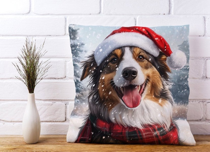 Warren Reed Christmas Rough Collie Cushion