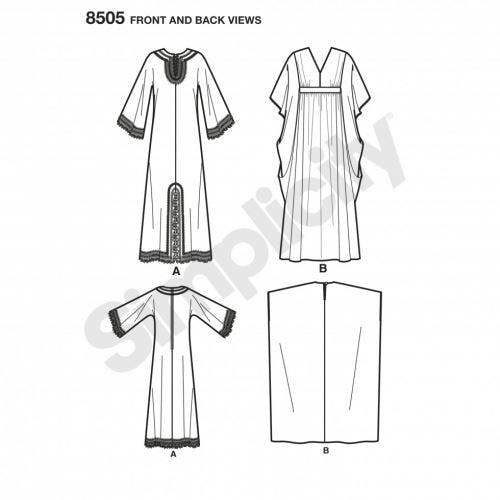 Simplicity Sewing Pattern 8505, Caftans for Women, A (S-M-L) - Intermediate