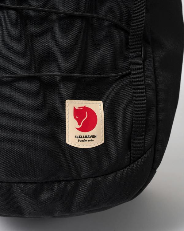 logo detail of of Fjallraven Skule 24L Unisex Backpack in Black 550