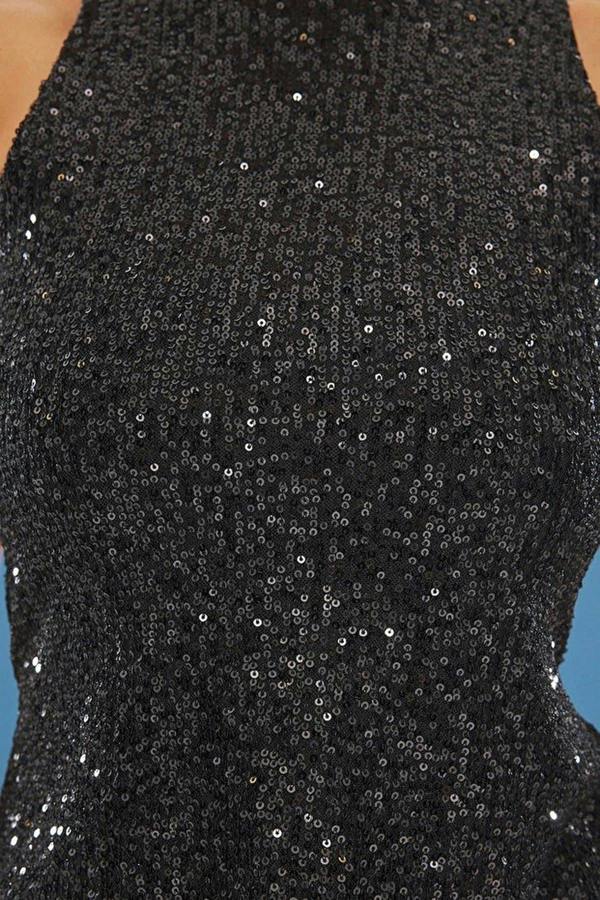 WOVCOR Glittery Sequin Knit Blouse with Back Detail