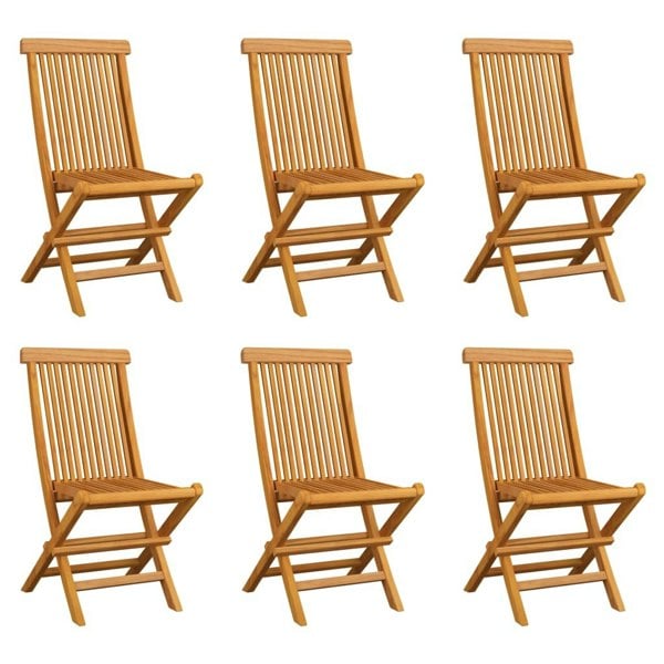 Berkfield Folding Garden Chairs 6 pcs Solid Teak Wood