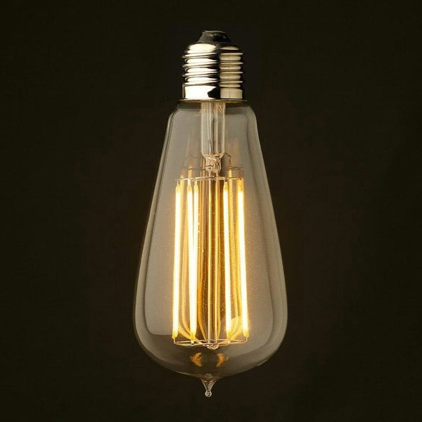 Twin Pack Large Vintage ST64 LED "Warm White" Filament Style Bulbs E27/6W - Lighting Legends