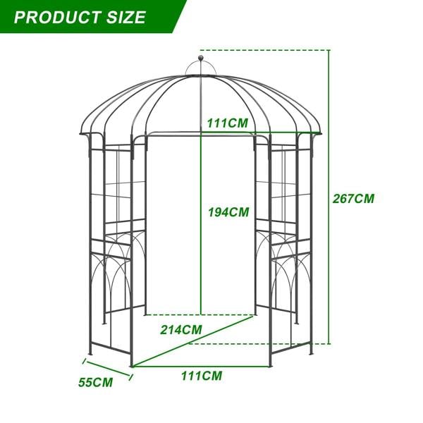 Gr8 Garden Metal Garden Rose Arch Trellis Bird Cage Arbour Pergola Gazebo