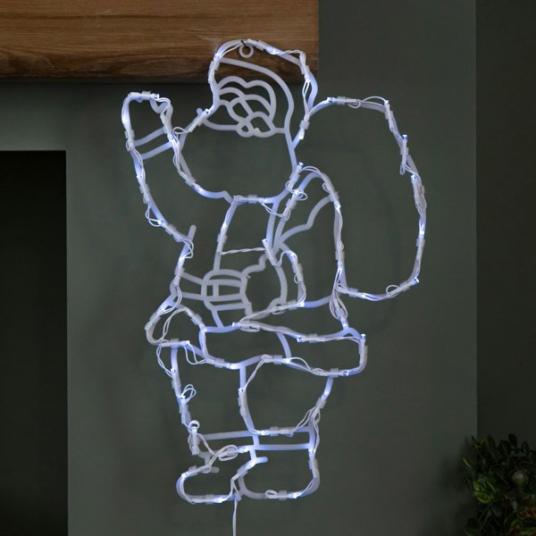 Samuel Alexander 44cm Battery Powered Light up Hanging Christmas Santa with White Multi-Action LEDs