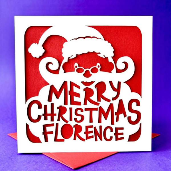 Santa's Beard Personalised Christmas Card - alternative angle