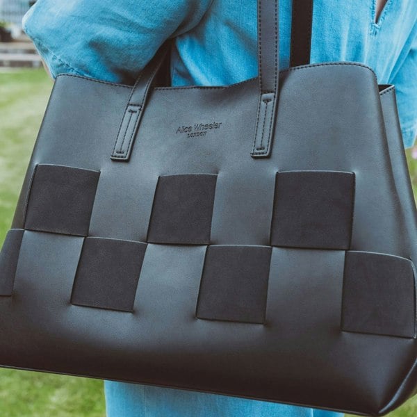 Alice Wheeler Milan Tote Bag – Large Structured Work Bag – Vegan Nappa & Suede