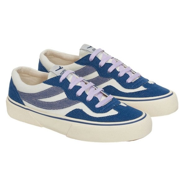 Superga Womens 2941 Revolley Denim Trainers - Avorio/Blue/Violet