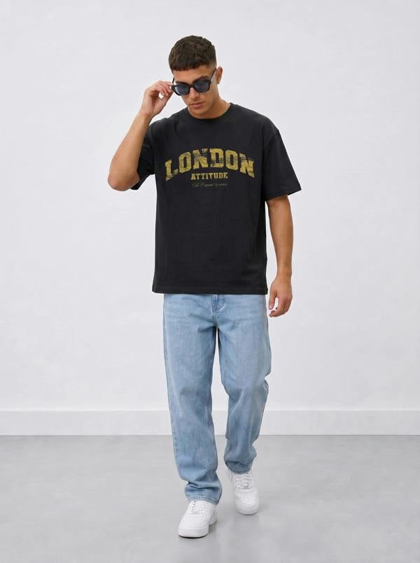 London Attitude Original Creators Premium Organic Cotton T-Shirt with Vintage Yellow Logo