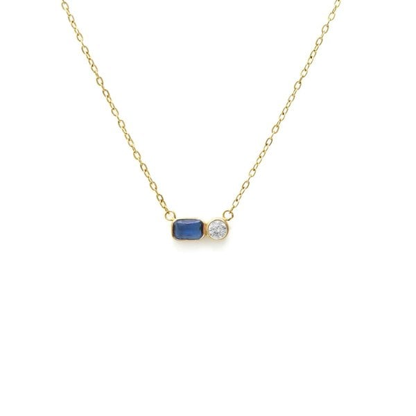 Say It With September Sapphire Birthstone Necklace - Yellow Gold Plated