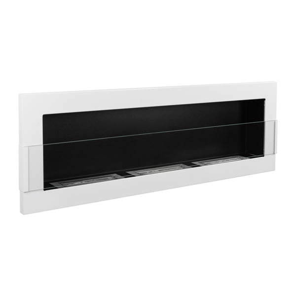 BIOFireplacesGMT Bioethanol Fireplace Wall Mounted 1200x400 White Gloss with Glass Ventless