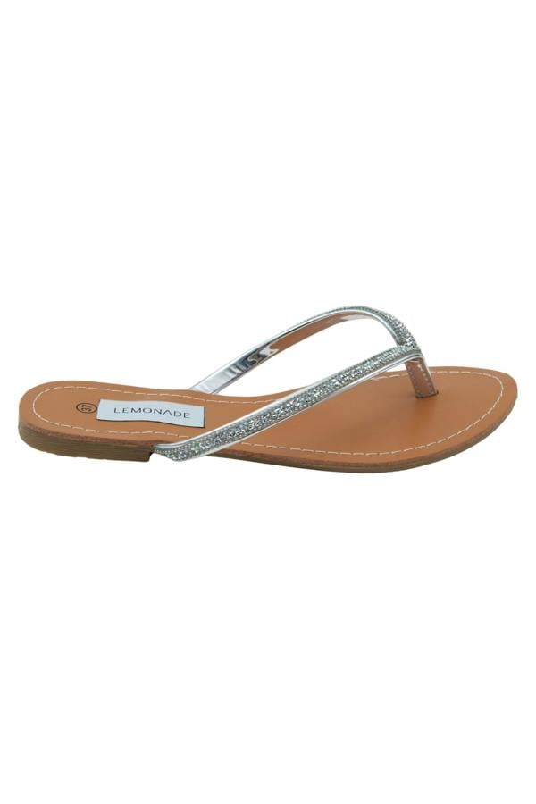 Crystal Sparkle Flip Flops Silver, featuring sparkly crystal embellished straps