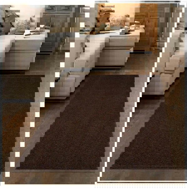 Fiji Chocolate Brown Washable Solid Shaggy Rug – The Rugs