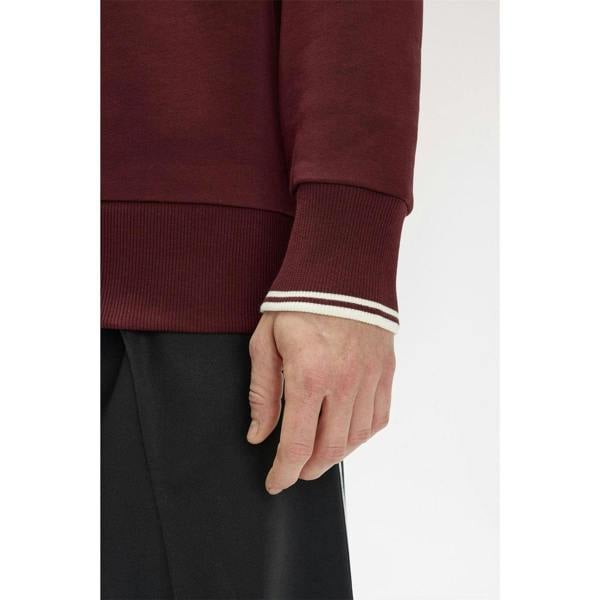 Fred Perry Mens Logo Half Zip Sweatshirt - Oxblood - 