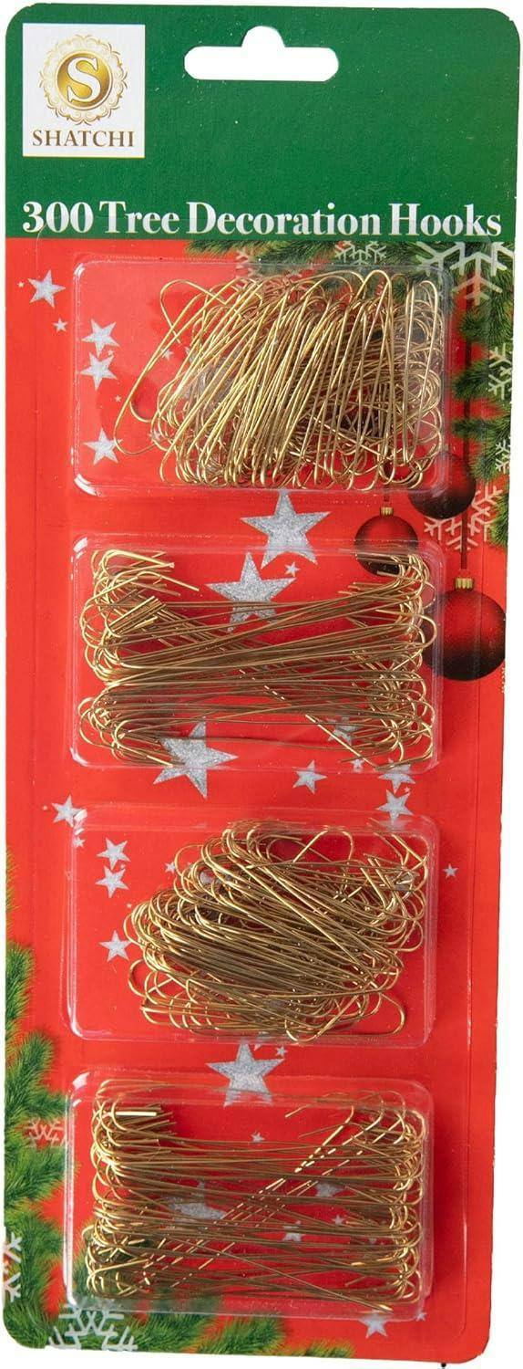 300Pcs Gold Tree Decoration Hooks for Christmas Ornaments, Reusable C-Shaped Metal Hangers image 4