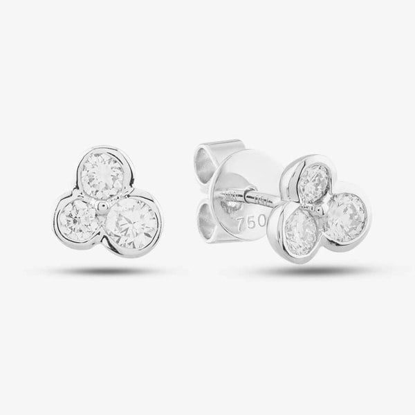 T. H. Baker 18ct White Gold 0.51ct Brilliant Cut Diamond Three Stone Stud Earrings E37916GW18DD