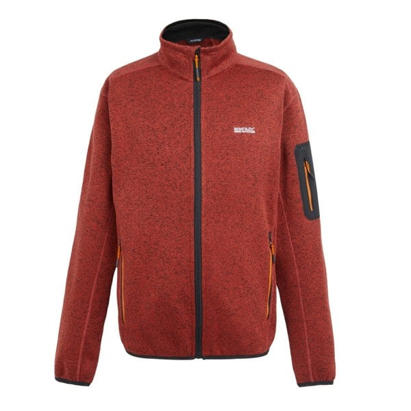 Regatta Mens Newhill Marl Full Zip Fleece Jacket - Red Ochre