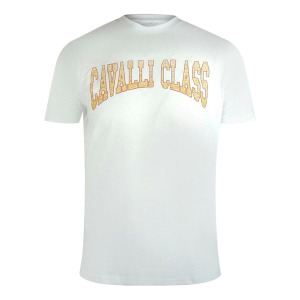 Cavalli Class Varsity Logo Off White T-Shirt