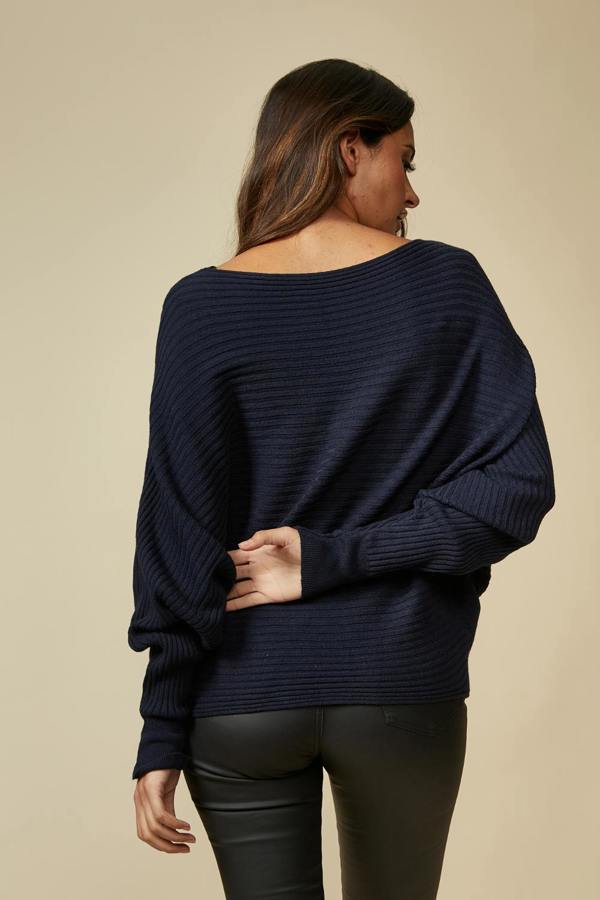 Hoxton Gal Navy Knitted Long Sleeves Jumper