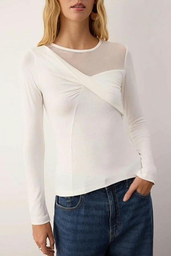 WOVCOR Knit Blouse with Collar Detail