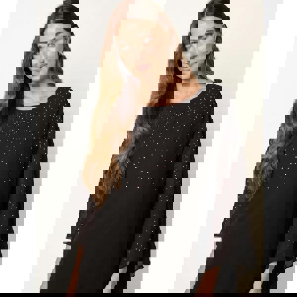 Blue Vanilla Rhinestone Tunic Top