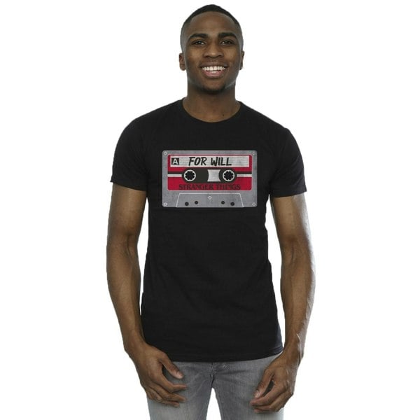 Netflix Mens Stranger Things Cassette For Will T-Shirt - Black