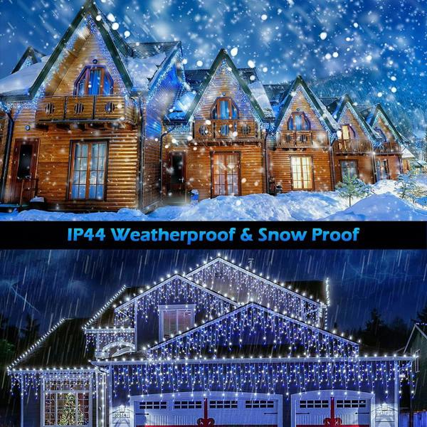 White and Blue Icicle LED String Fairy Lights with Timer, Memory Function and Size Options image 5