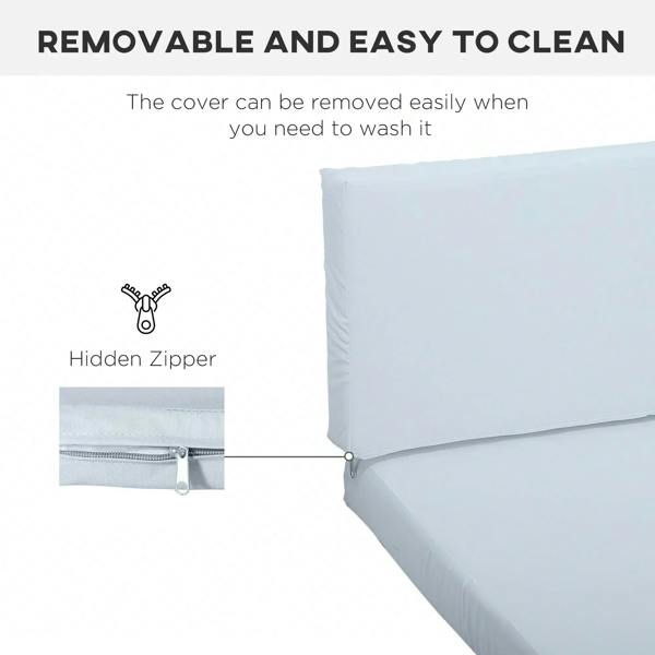 Grey seat cushion with hidden zipper on the side seam