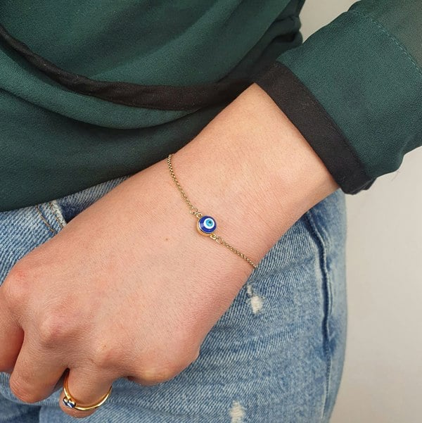 Turkish Blue Evil Eye Friendship Gold Plated Bracelet