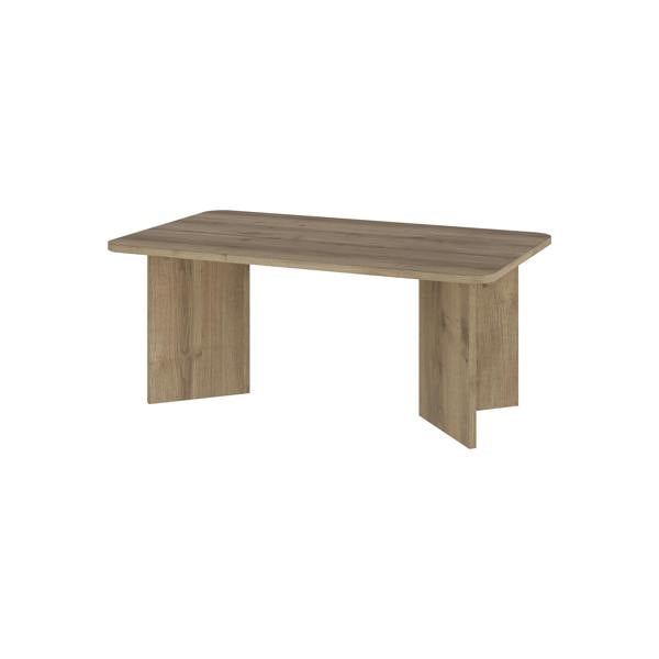 Decortie Modern Radius Coffee Table 100cm Rectangular Centre Table with 2-Panel Base Leg Particleboard, Living Room