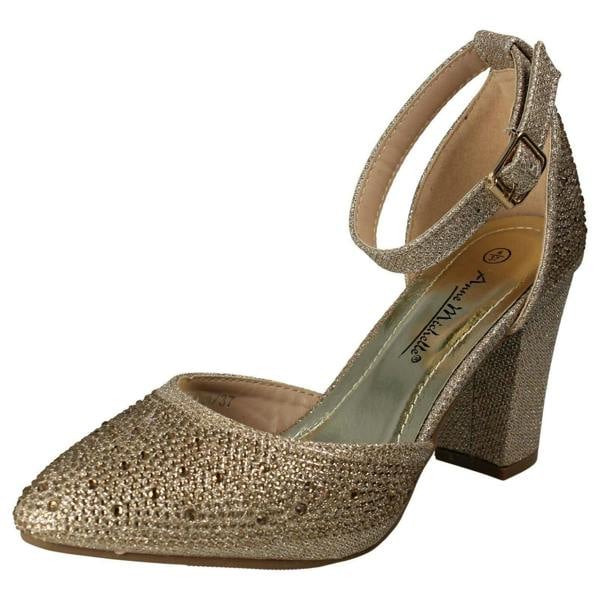 Anne Michelle Ladies Anne Michelle Block Heel Glitter Court Shoes