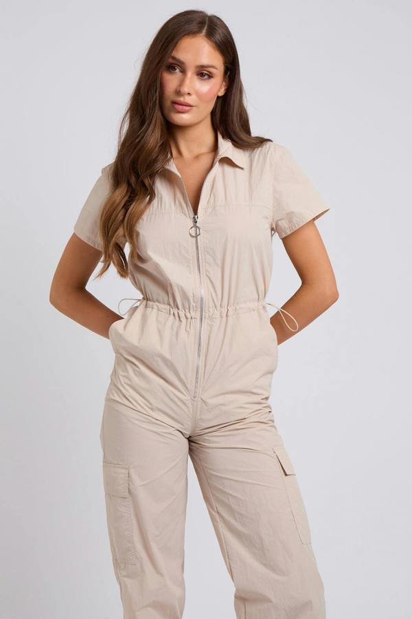 Urban Bliss Stone Daniel Parachute Zip Through Jumpsuit