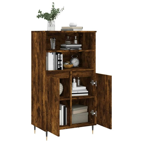 Berkfield Highboard Smoked Oak 60x36x110 cm Engineered Wood